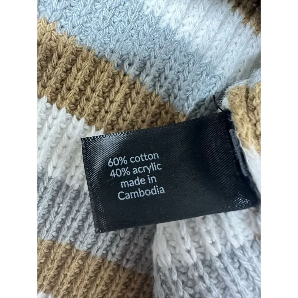 Lane Bryant Women's Curved-Hem Ribbed Sweater Tan/Gray  Sz 22/24 Cotton Blend